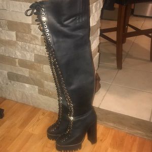 Jeffrey Campbell over the knee lace up boots